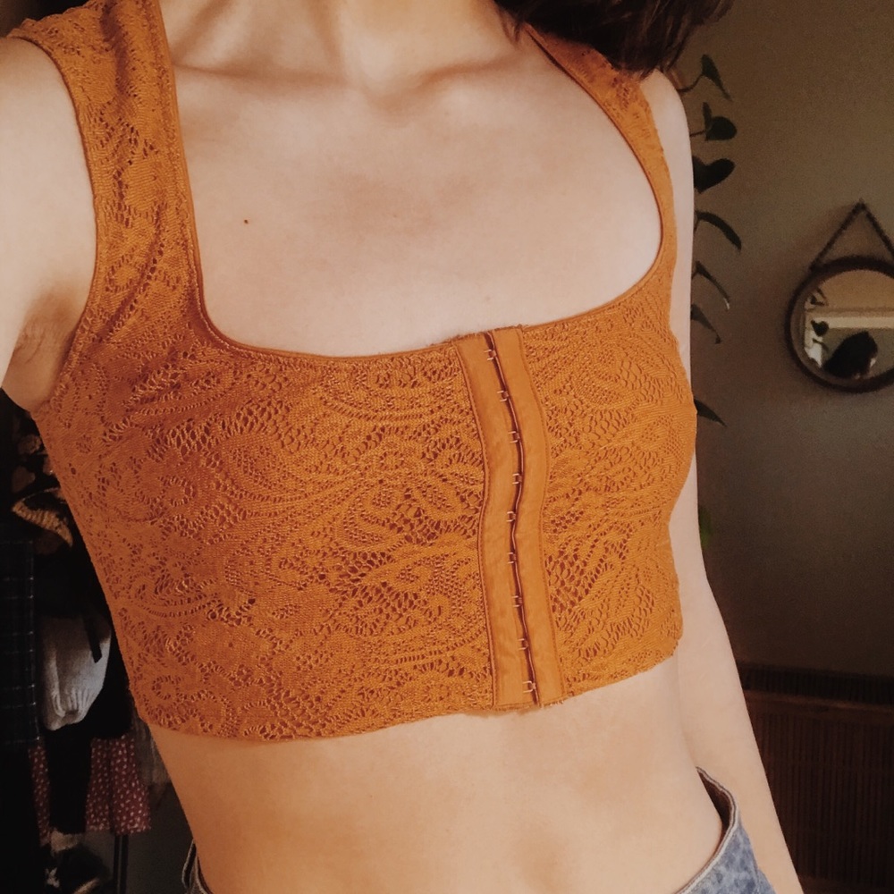 Urban Outfitters Orange lace corset crop top